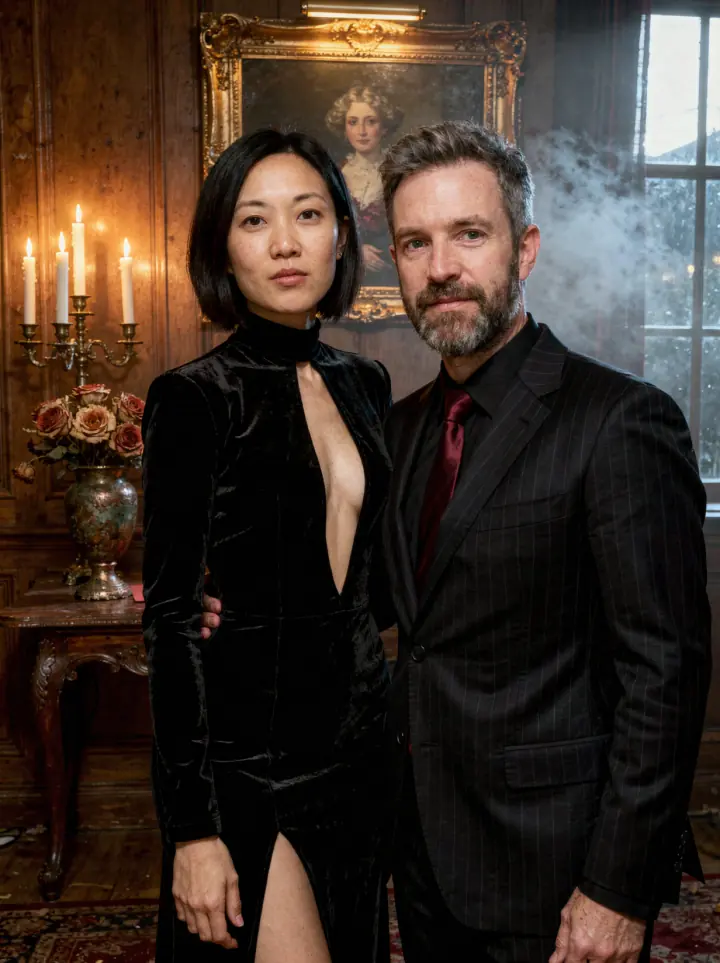 Pareja de mansión gótica