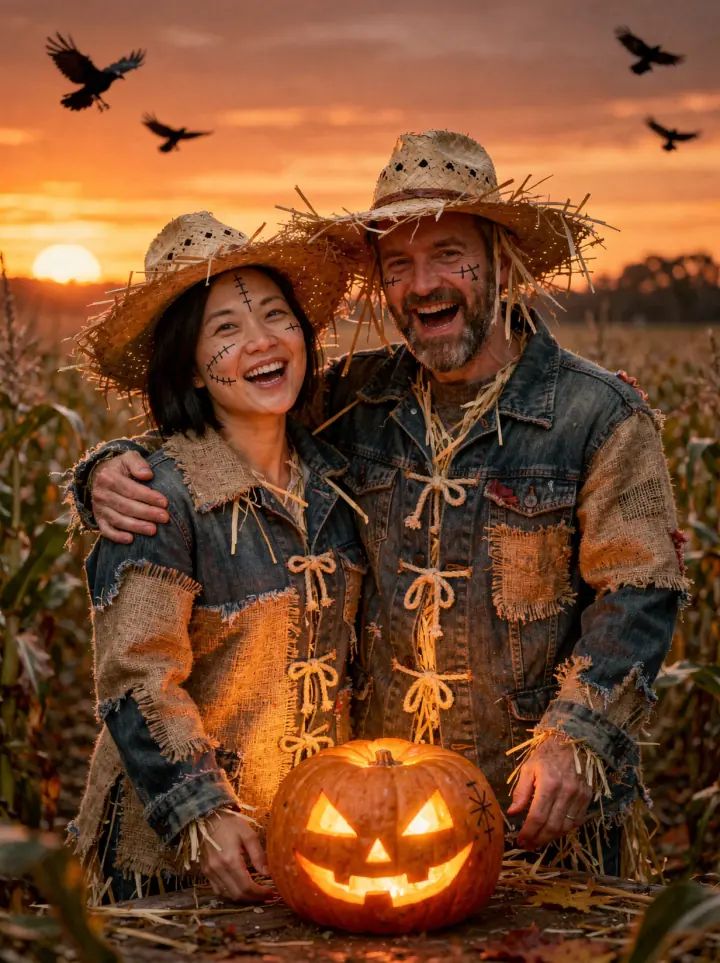 Pareja de espantapájaros
